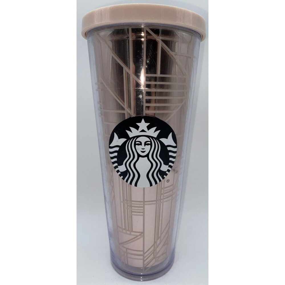 Starbucks Metallic Pink Tumbler Drinking Cup 24 oz No Straw